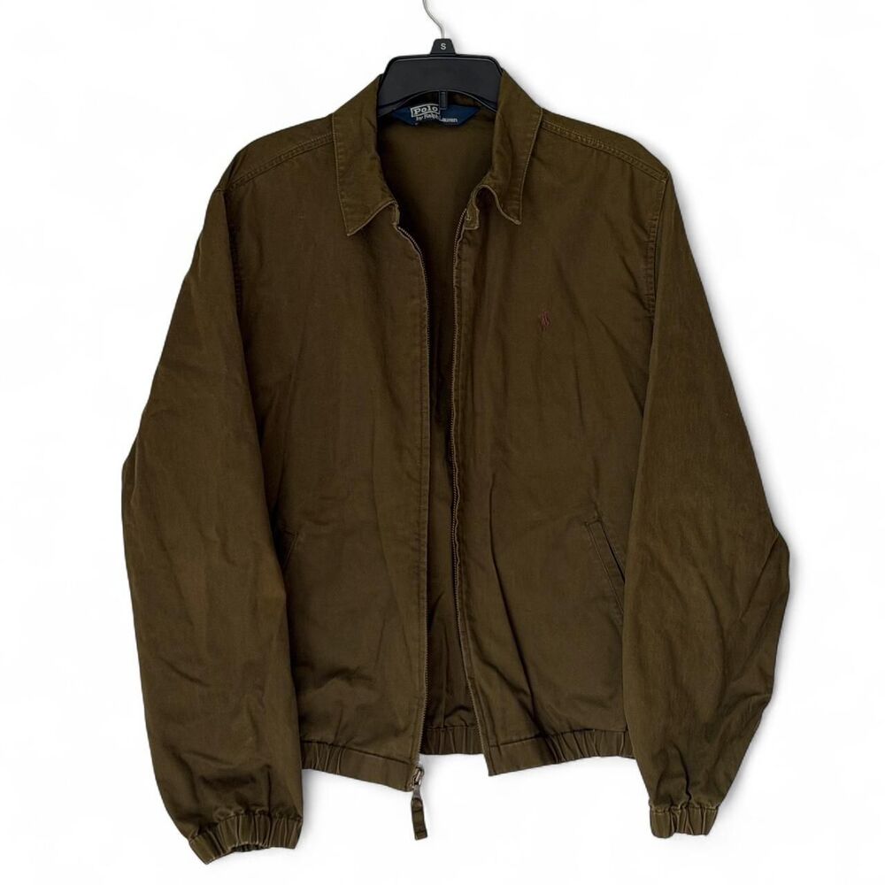 Men Vintage 1990s Polo by Ralph Lauren Harrington jacket khaki dark green Medium